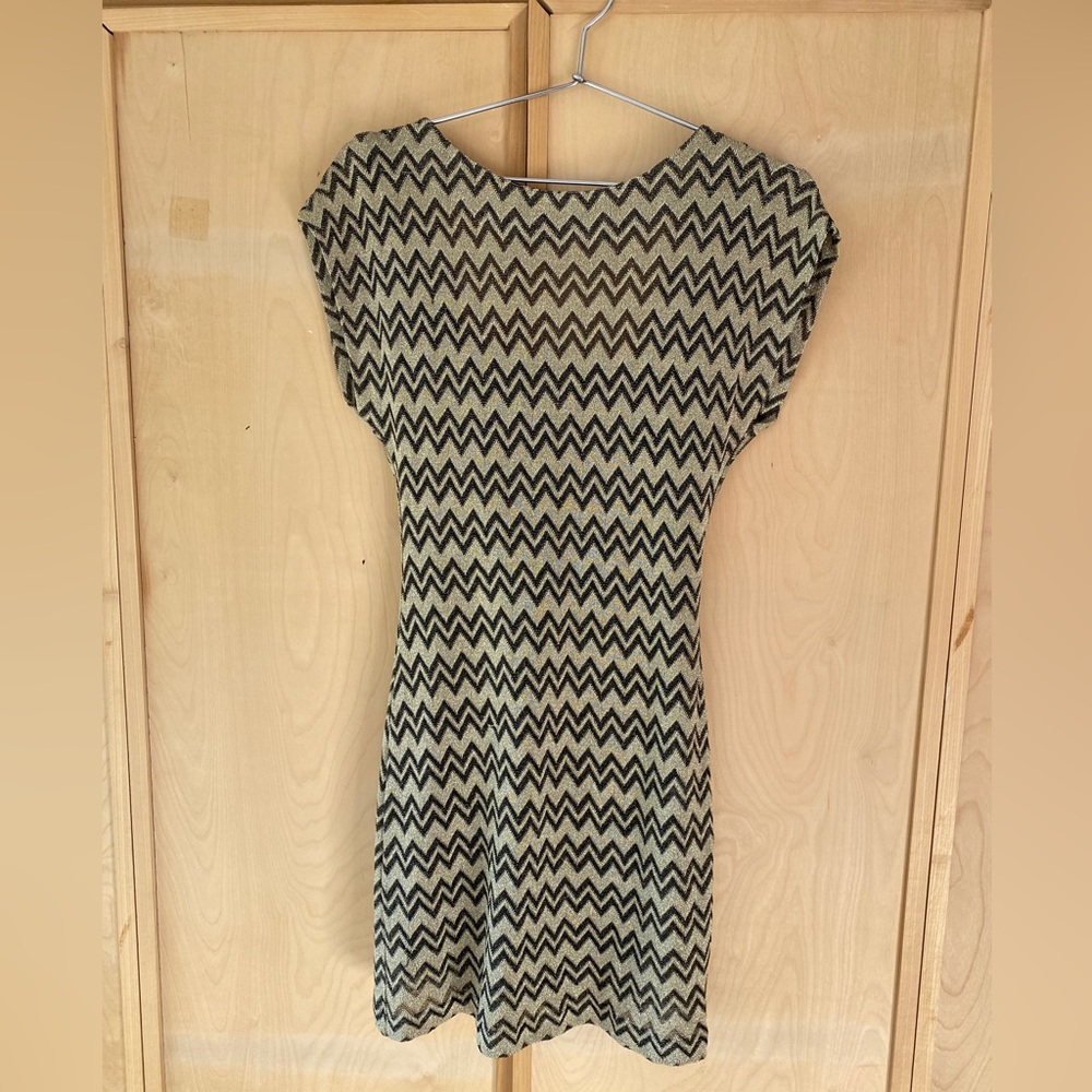 Missoni Black & Gold Printed Dress with Low Back & Tie - Size 6